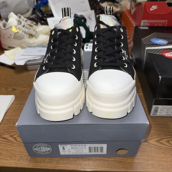Palladium Revolt Lo TX Platform Boots Women 8 Black Chunky Gorpcore BS545 - Picture 1 of 5